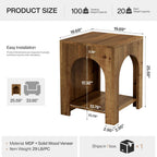 Tribesigns Farmhouse Wooden End Table with Arch Design, 2-Tier Storage Square Side Table for Living Room, Bedroom, or Office, Rustic Brown & Easy to Assemble