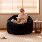 Bean Bag Chairs, 3FT Bean Bag with Memory Foam Filling, Removable and Washable Pinwale Plush Cover, Comfy Bean Bag Chairs for Living Room, Den, Bedroom or Office-Black