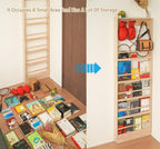 Wooden Kids Bookshelf, Wall Mount Shelf with Hooks, Organizer for Toys and Books, Space-Saving | with Hooks