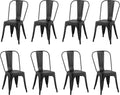Metal Dining Chairs Set of 8, Stackable Tolix-Style Chairs with Back,Designed for Everyday Indoor Dining,Kitchen & Dining Room (Matte Black)