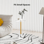 Clear Acrylic Table, Round Modern Side Table, Small End Table, Brushed Brass Metal, Acrylic Furniture for Office, Living Room and Bedroom, 12" L x 12" W x 21.65" H