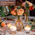 UPBUD 6 Inch Glass Cylinder Vases for Centerpieces | 12Pcs Clear Small Flower Vase for Wedding Decorations, Floating Candle Vases in Bulk, Hurricane Candle Holders for Table, Home Décor