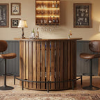 Tribesigns Bar Table with Storage, 4-Tier Arc-Shaped Mini Bar Table with Footrest for Home, Living Room, Rustic Brown (Table Only)