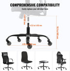 VEVOR Office Chair Base Replacement, 28", 2500 lbs Static Load Capacity, Heavy Duty Universal Computer Desk Chair Stool Base Part with 5 Casters and Gas Cylinder, Desk Chair Base Replacement, Black