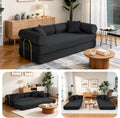 79" Corduroy Sofa Bed, Boneless Couch in a Box with 2 Pillows, High-Density Foam 4-in-1 Foldable Sleeper Futon Loveseat for Small Spaces, No Assembly, Side Pockets, Hex Arm Black