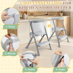 Toddler Tower with Safety Net, 2-Steps Step Stool Standing Tower with Anti-Drop Safty Railing for Kitchen Counter Bathroom Sink Learning, Kitchen Helper for Kids Ages 3 to 6 Years