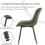 YOUNIKE Olive Green Faux Leather Dining Chairs Set of 2 Mid-Century Modern High Padded Back Comfy Upholstered Kitchen Chairs with Metal Legs Wide Seat Accent Side Chair for Dining/Living/Waiting Room