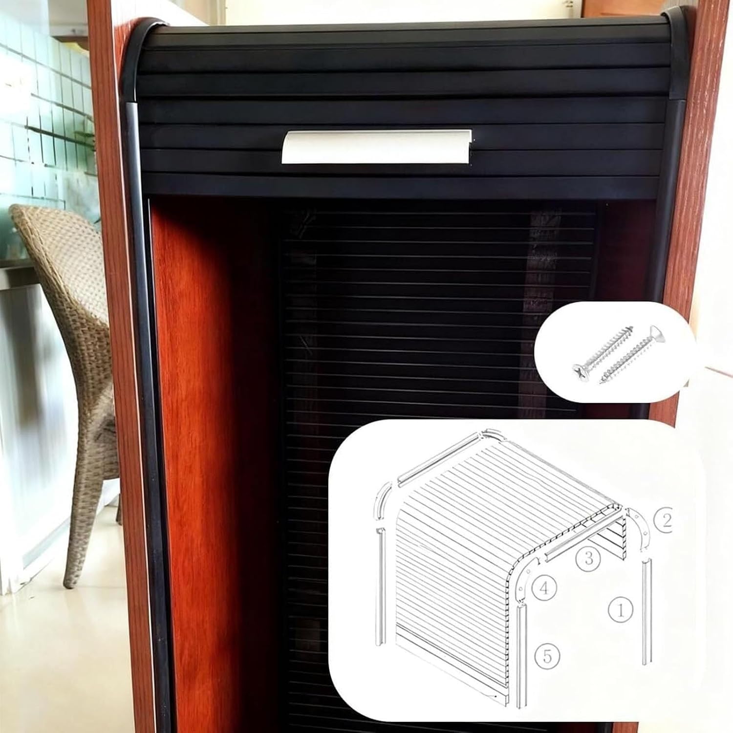 Tambour Door Kit Wide Tambour Door Cabinet Roll Up Sliding Doors for Rv Motorhome Office Hotel Closet(50x50 cm)