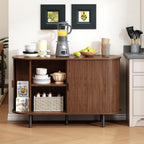 Buffet Cabinet with Storage, Fluted Sideboard Buffet with Sliding Door, Coffee Bar Cabinet with Adjustable Shelf, Console Table, Accent Table for Entryway, Kitchen (Walnut, 48 Inch)