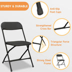 1 Pack Black Plastic Folding Chair,Portable,Set of 1,Heavy-Duty Commercial Seats with Steel Frame, 350 lb Capacity, for Indoor & Outdoor Events, Banquet, Party, Dinning, Work