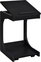Coaster Home Furnishings - Ralston - Wood - C-Shaped Lift-Top Side Table with Sculpted Frame, Lower Open Shelf, and Black Casters - Living Room - 25.5-Inch - Black Finish - 930290
