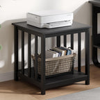 Treocho Large End Tables Living Room Set of 2 with Storage Shelf | Side Table, 24 InchModern Nightstand, Living Room, Bedroom, Office, Black