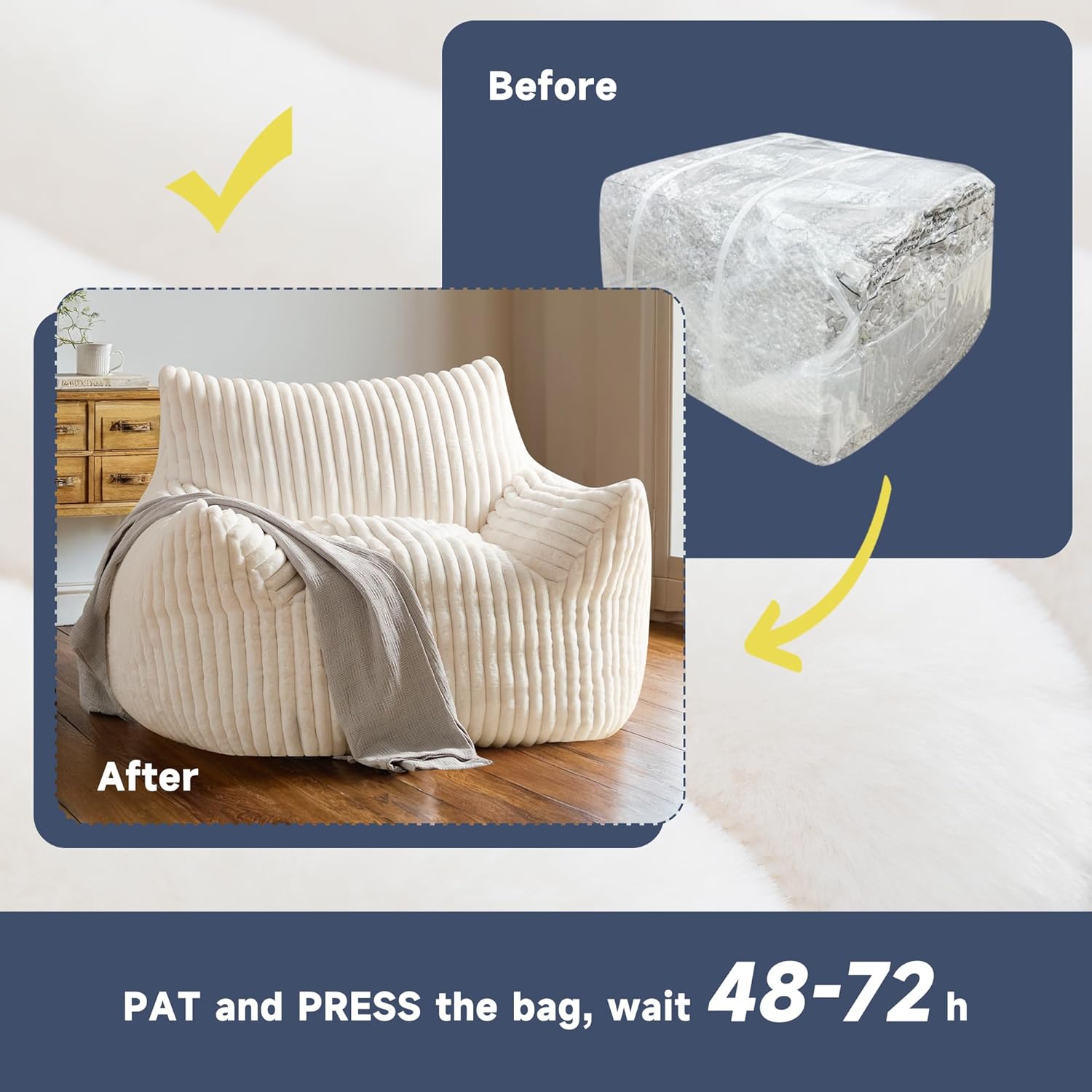 Oversized Bean Bag Chair for Living Room Furniture Bean Bag Chairs for Adults- Small Couch & Lounge Accent Chair for Living Room Chairs or Bedroom