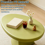 16" Modern Z-Shaped Round Side Table, Matcha Green Accent End Table, Unique PE Small Coffee Table for Living Room Bedroom, No Assembly Indoor/Outdoor Nightstand