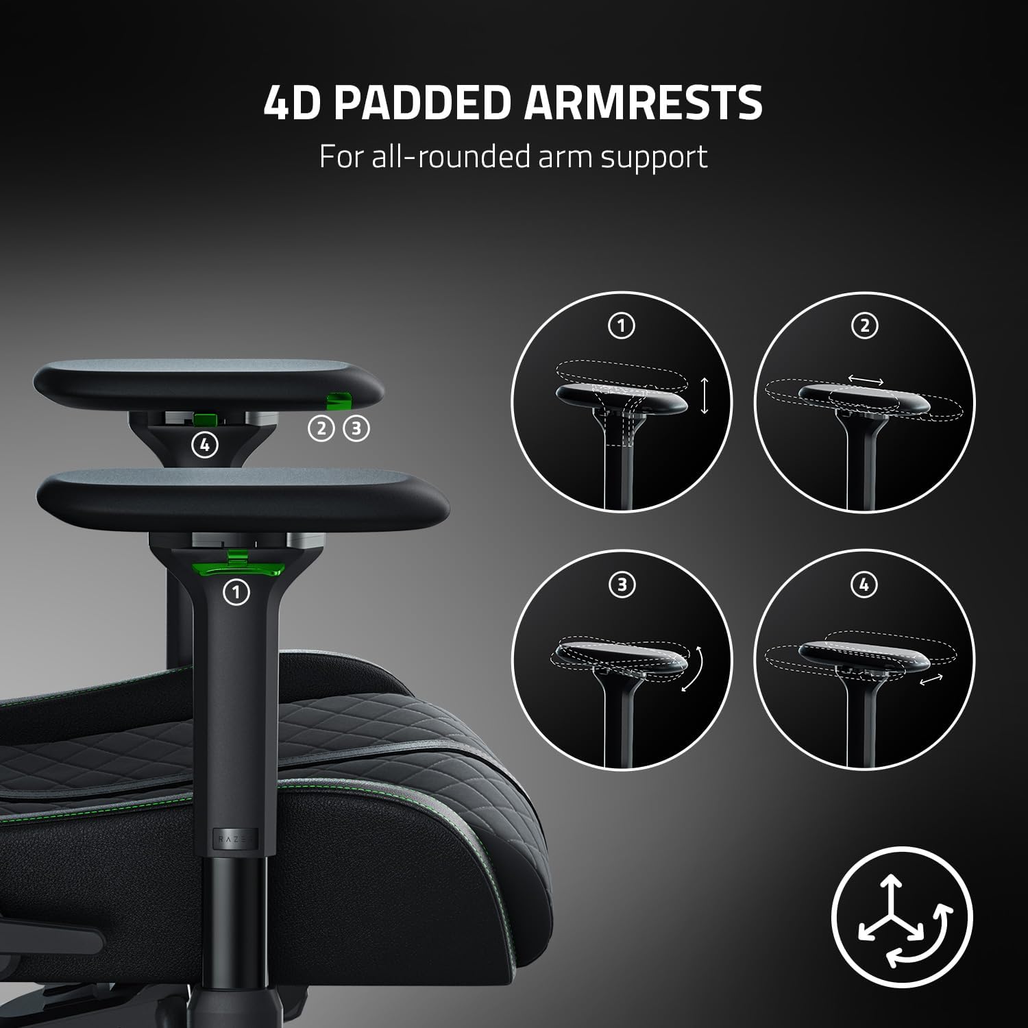 Razer Enki Gaming Chair: All-Day Comfort - Built-in Lumbar Arch - Optimized Cushion Density - Dual-Textured, Eco-Friendly Synthetic Leather - Reactive Seat Tilt & 152-Degree Recline - Black/Green