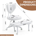 Teddy Cross Legged Office Chair with Wheels, Ivory 360° Rotation Meditation Criss Chair, Height Adjustable Backrest and Wider Seat, Yoga Office ADHD Chair for Adults (Beige)