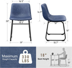 REONEY Dining Chairs Set of 2, PU Leather Armless Dinner Chairs with Backrest, 18" Modern Kitchen Dining Room Chair with Metal Legs for Home (Navy)