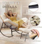 FINCATI Papasan Rocking Chair Indoor Outdooor, Oversized Wicker Recliner with Cushion and Frame, 450 lbs Heavy Duty Large Lounge Egg Chairs, Comfy Patio Rocker for Balcony Porch Garden Living Room