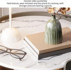 Modern Round Nightstand with 2 Drawers Wooden Bedside Table Minimalist Night Stand with Storage End Table Side Table for Interior ﻿ Living Room Multi Scenario Use(White,45x45x50cm)