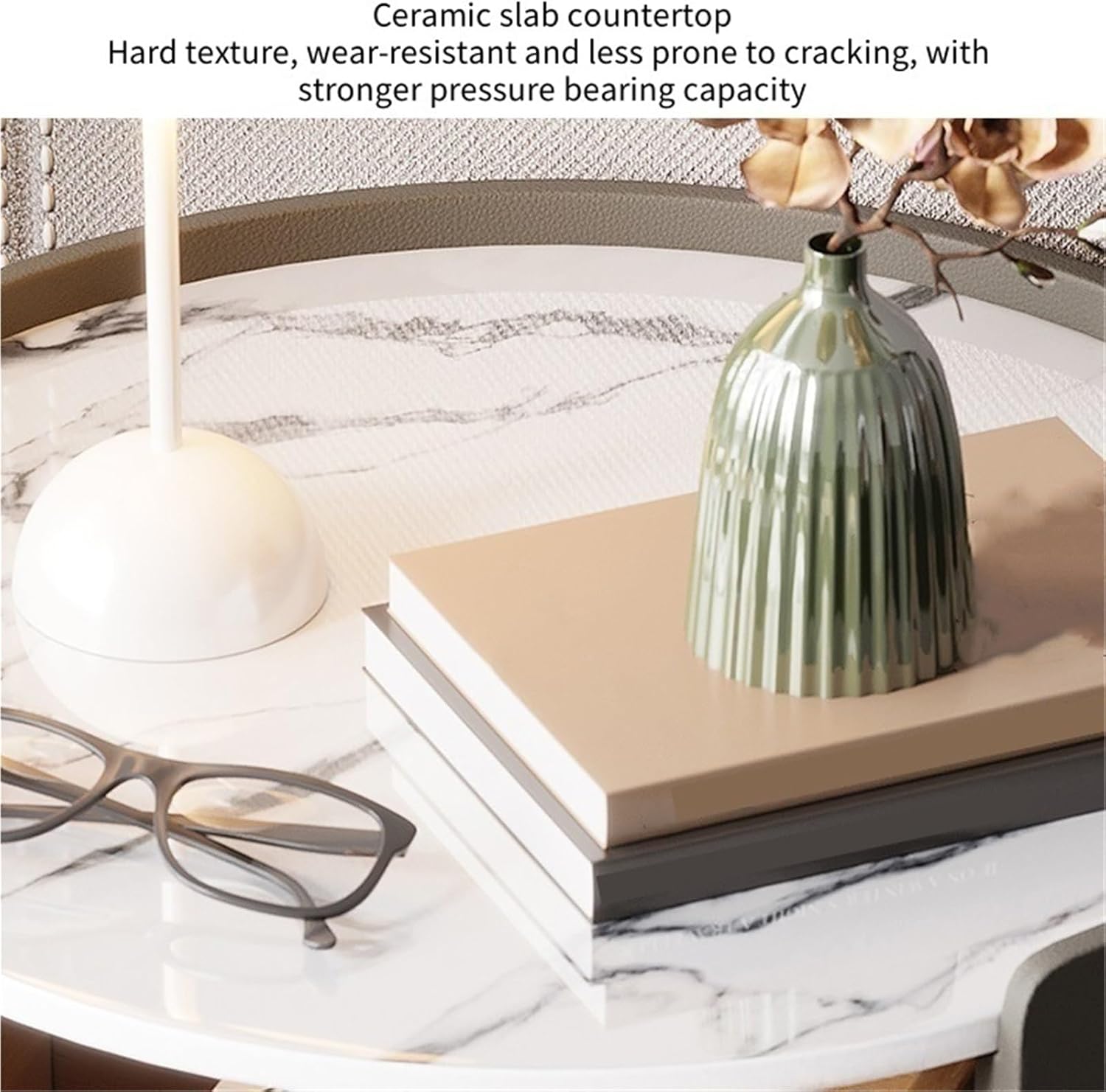 Modern Round Nightstand with 2 Drawers Wooden Bedside Table Minimalist Night Stand with Storage End Table Side Table for Interior ﻿ Living Room Multi Scenario Use(White,45x45x50cm)