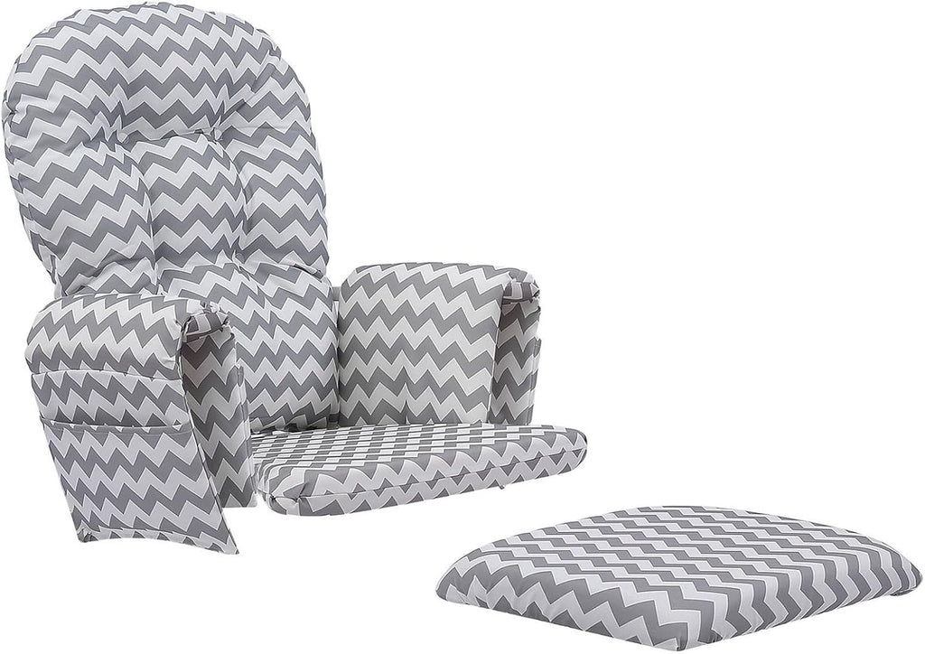 5 Pcs Extra Thick Glider Rocker Replacement Cushions Set - Soft Velvet Indoor Nursery Ottoman Cushions with Storage Pockets for Rocking Chair Comfort