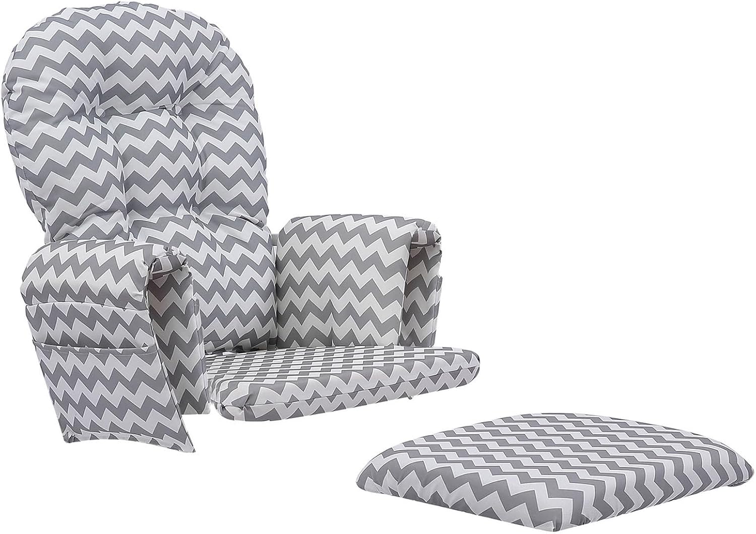 5 Pcs Extra Thick Glider Rocker Replacement Cushions Set - Soft Velvet Indoor Nursery Ottoman Cushions with Storage Pockets for Rocking Chair Comfort