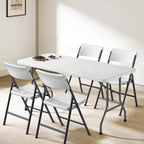 White Folding Chairs 4 Pack, Outdoor Portable Plastic Foldable Chairs with Metal Frame, 300lbs Capacity Heavy Duty Folding Chairs for Patio, Picnic, Kitchen, Dining, Party