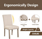 Morden Fort Farmhouse Style Dining Chairs Set of 2, Rustic Upholstered Kitchen & Dining Room Chairs with Rivet Detailing, Solid Wood Legs & Sturdy Wooden Chair Design for Comfortable Seating