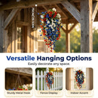AIIONP Patriotic Hanging Flower Baskets, 2026 New Red White and Blue Hanging Flowers, 4th of July Decoration Tricolor Pre-Lit Patriotic Artificial Flower Set for Indoor Outdoor (Without Light, 1 PCS)