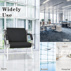kinbor 2 PCS Waiting Room Guest Chairs, PU Leather Office Reception Chair, Lobby Furniture Reception Sofa Seat with Arms for Airport Salon Clinic, Black