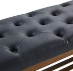 HUIMO Entryway Shoe Leather Bench, End of Bed Bench,PU Button-Tufted Indoor Bench,Ottoman Bench for Living Room, Padded Bench with Solid Wood Shelf,Kitchen Leather Seat Dining,Black