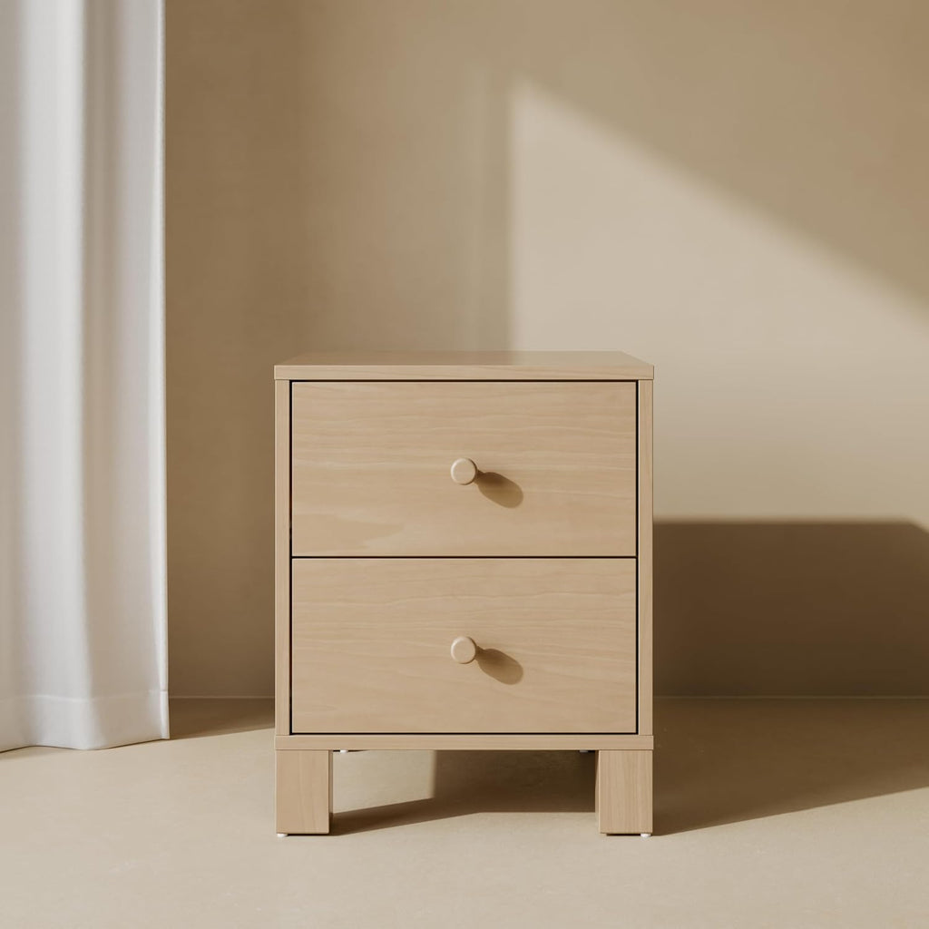 Storkcraft California 2-Drawer Nightstand, Driftwood | GREENGUARD Gold Certified Nightstand for Kids Bedroom, Premium Wood Storage with Elegant, Iconic Block Feet