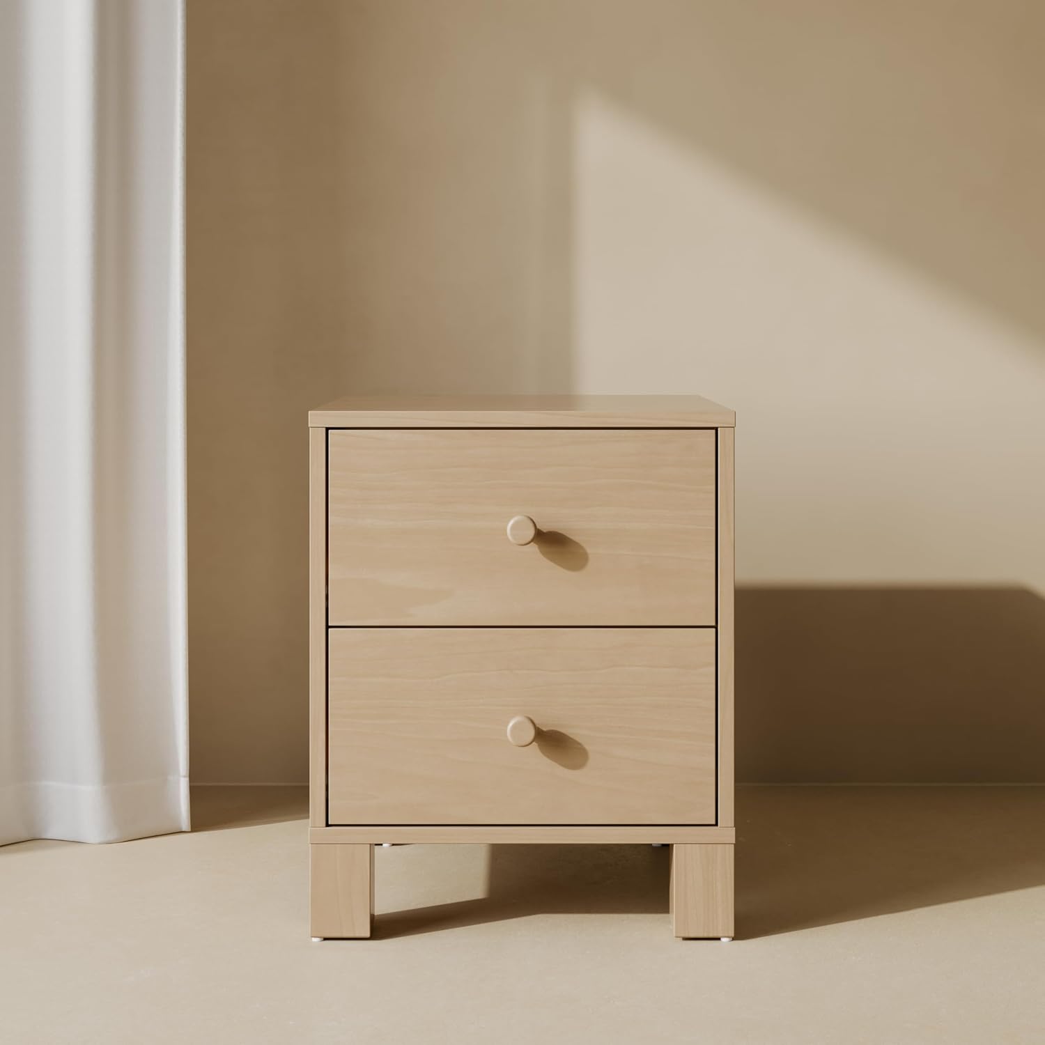 Storkcraft California 2-Drawer Nightstand, Driftwood | GREENGUARD Gold Certified Nightstand for Kids Bedroom, Premium Wood Storage with Elegant, Iconic Block Feet