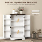 HOMCOM 41" Kitchen Pantry Cabinet Farmhouse Storage Cabinet Doors White | Freestanding, 2 Adjustable Shelves, 8 Door Shelves