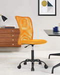 Meet perfect Office Chair, Ergonomic Desk Chair with Adjustable Height and Lumbar Support, Small Computer Mesh Chair Drafting Chair No Arms, Rolling Swivels Armless Conference Room Task Chair- Orange