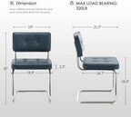 Zesthouse Faux Leather Dining Chairs Set of 6, Industrial Metal Chairs with Stainless Chrome Legs, Mid Century Modern Cesca Chair for Kitchen & Dining Living Room, Upholstered Armless Chair, Blue