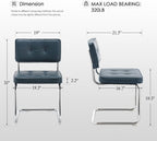 Zesthouse Faux Leather Dining Chairs Set of 6, Industrial Metal Chairs with Stainless Chrome Legs, Mid Century Modern Cesca Chair for Kitchen & Dining Living Room, Upholstered Armless Chair, Blue