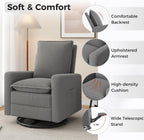 Amopatio Swivel Glider Recliner for Indoor, Nursery Rocker Chair Upholstered Single Sofa with Side Pockets and Footrest for Living Room Bedroom