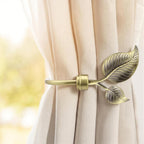 4 Pcs Metal Leaf Curtain Tieback Holdbacks Farmhouse Decorative Leaf Window Curtain Hooks with Screws for Wall Draperies Cottage Finish Living Room Office
