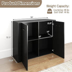 Giantex 38-Inches Storage Cabinet, Sideboard with 2 Doors and 4 Cubic Shelves, Anti-Tipping Device, Sturdy Metal Hings, Credenza, Bathroom Cabinet for Living Room, Kitchen, Entryway, Black