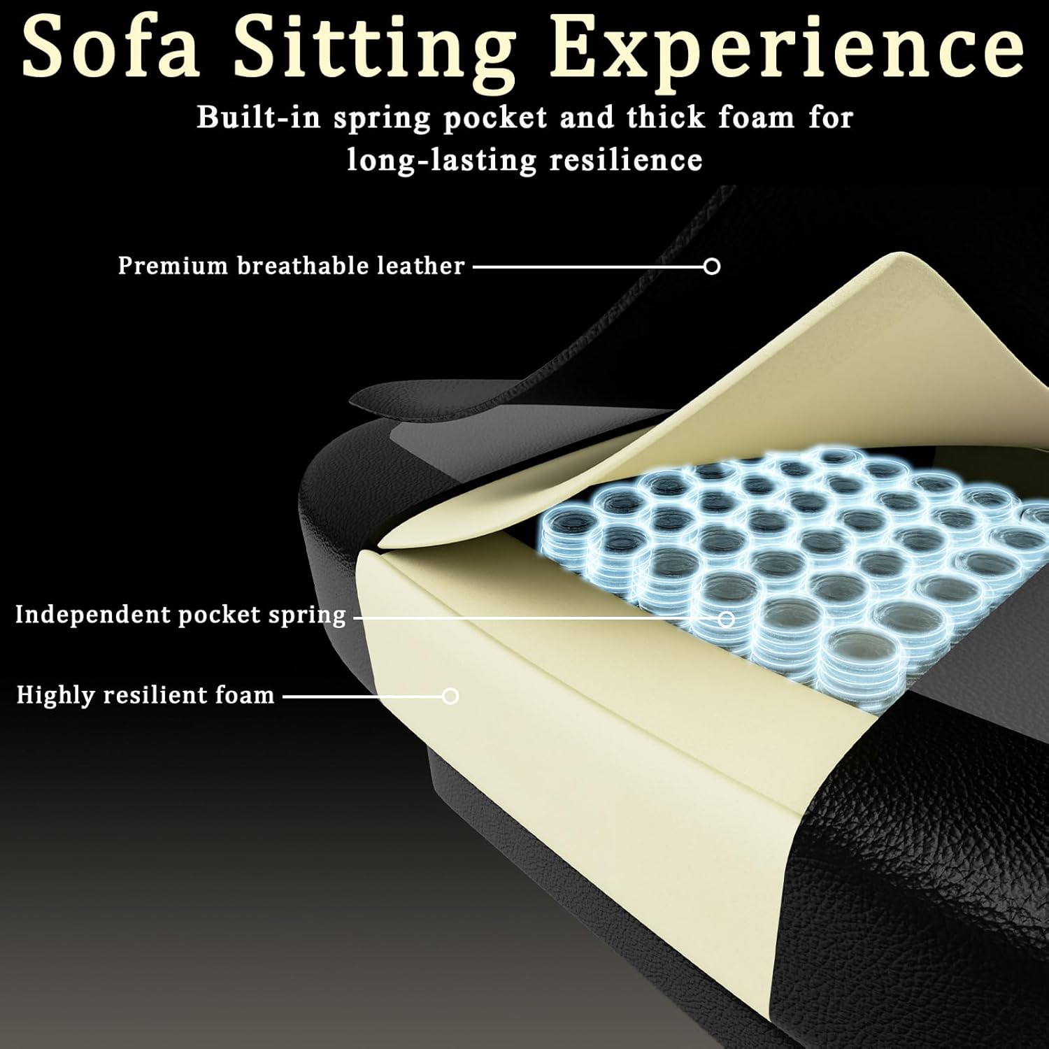 Gaming Chair with Pocket Spring Cushion and Footrest, Ergonomic Computer Chair for Adults, Breathable PU Leather Game Chair