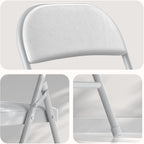 Nazhura 4 Pack Folding Chairs with Padded Vinyl Cushion Chairs with Comfortable Cushion and Durable Steel Frame for Home and Office, for Indoor and Outdoor Events (White, Vinyl)