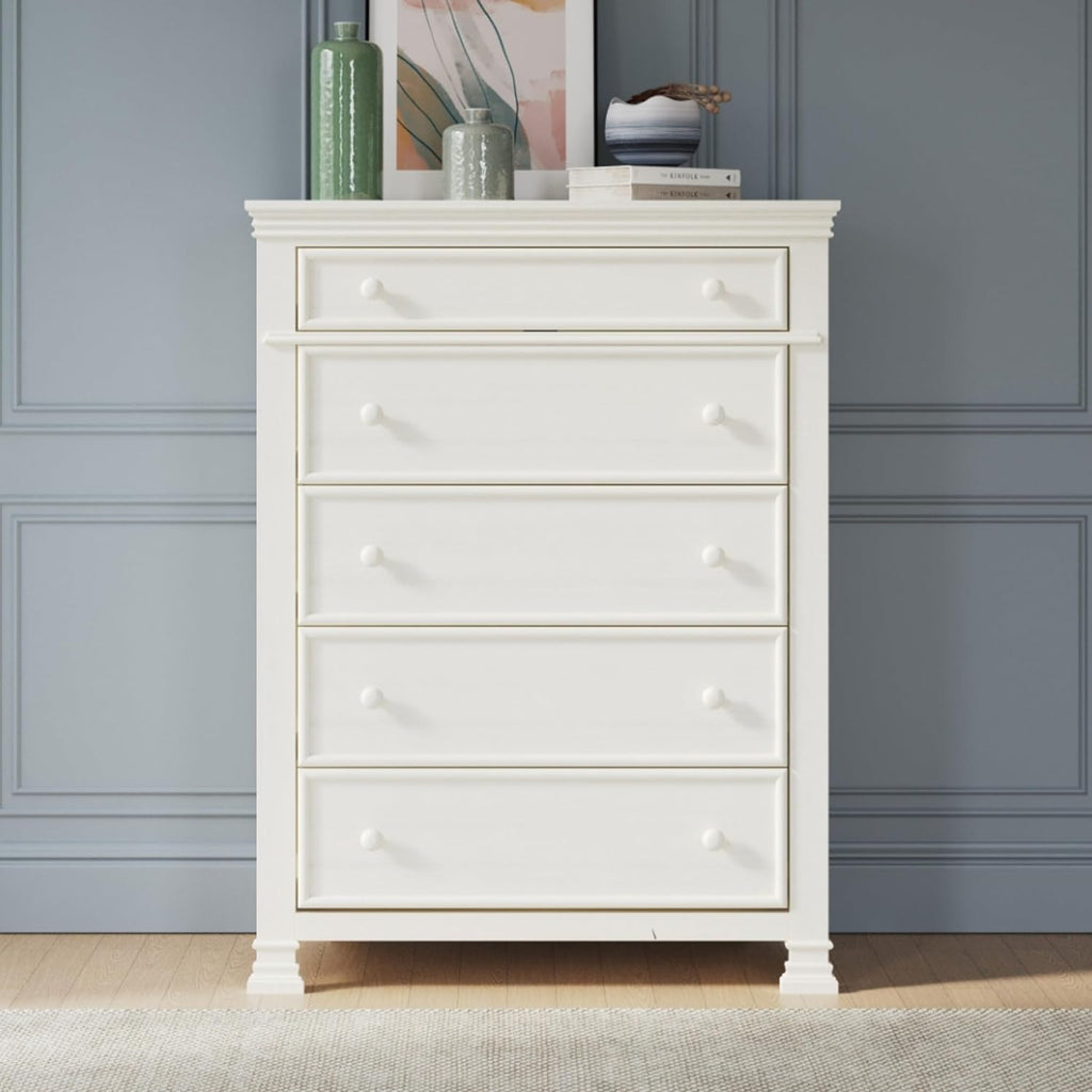 Child Craft Westgate Crib, Double Dresser, Chest, and Nightstand Nursery Set, 4-Piece, Includes 4-in-1 Convertible Crib, Dresser, Chest, and Nightstand (Vintage Linen)