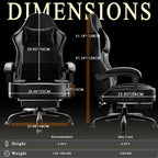 Gaming Chair with Pocket Spring Cushion and Footrest, Ergonomic Computer Chair for Adults, Breathable PU Leather Game Chair
