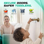 THREADFLOW® Door Lever Lock Child Proof PACK Of 4 – No Drilling Door Handle Baby Proof Locks - Lever Doors Handle Child Locks ABS Material With Strong 3M Adhesive