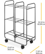 Whitmor 3 Tier Rolling Cart, Portable Closet, Metal Rolling Storage Cart,Suitable for Bedrooms, Living Rooms, and Kitchens.