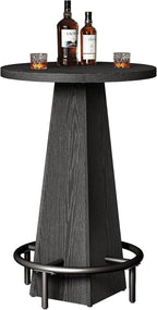 Tribesigns Bar Table, 37.4" High Round Pub Table for Small Bars, Dining Room, Kitchen, Black (Only Table)