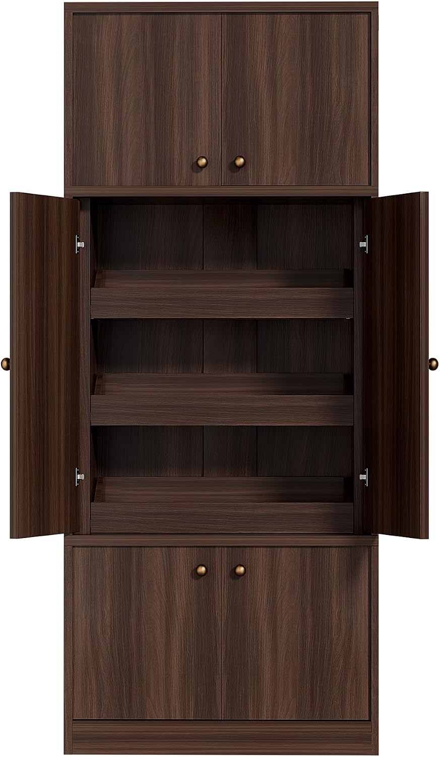 Tall Kitchen Pantry Cabinet 71 Inch, Freestanding Storage Cabinet with Doors and Adjustable Shelves, E1-Grade Wood, Walnut Finish for Kitchen Pantry Storage