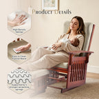 Glider Rocking Chair for the Nursery with Ottoman, 3A Solid Rubberwood Frame, Smooth-Gliding Rocking Chair,Easy to Assemble, for Nursery, Living Room, Bedroom, Classroom (Brown)