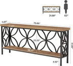Tribesigns 70.9-Inch Narrow Sofa Table, FarmhouseLong Sofa Table Behind Couch, Entry Console Table with Storage for Entryway, Living Room, Foyer, Unique Design, Oak